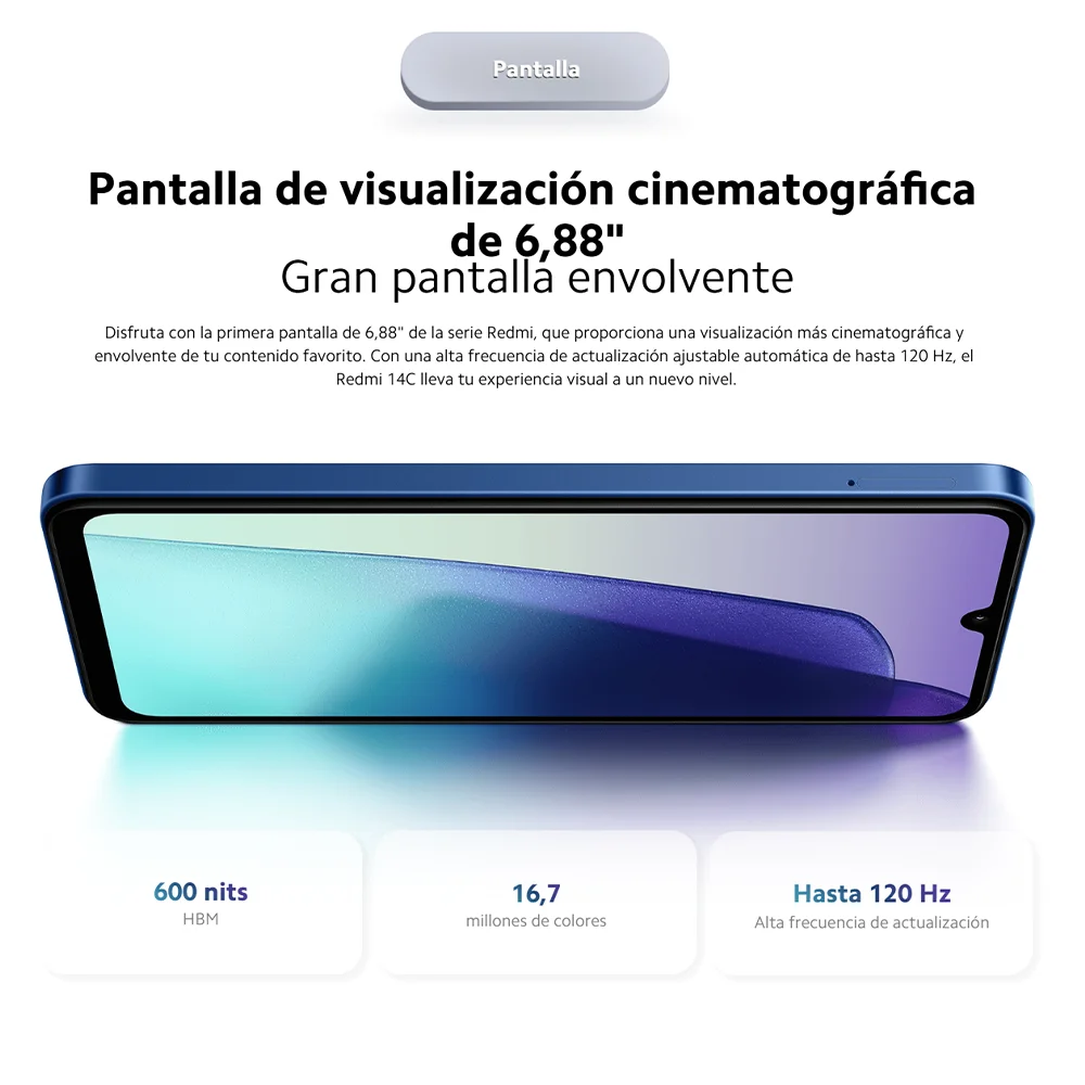 Xiaomi Redmi 14C Global Version, 6.88" Smartphone with 120Hz Display, 5160mAh Battery, Dual 50MP AI Camera, MediaTek Helio G81-Ultra, Available in 4GB+128GB, 6GB+128GB, and 8GB+256GB configurations.