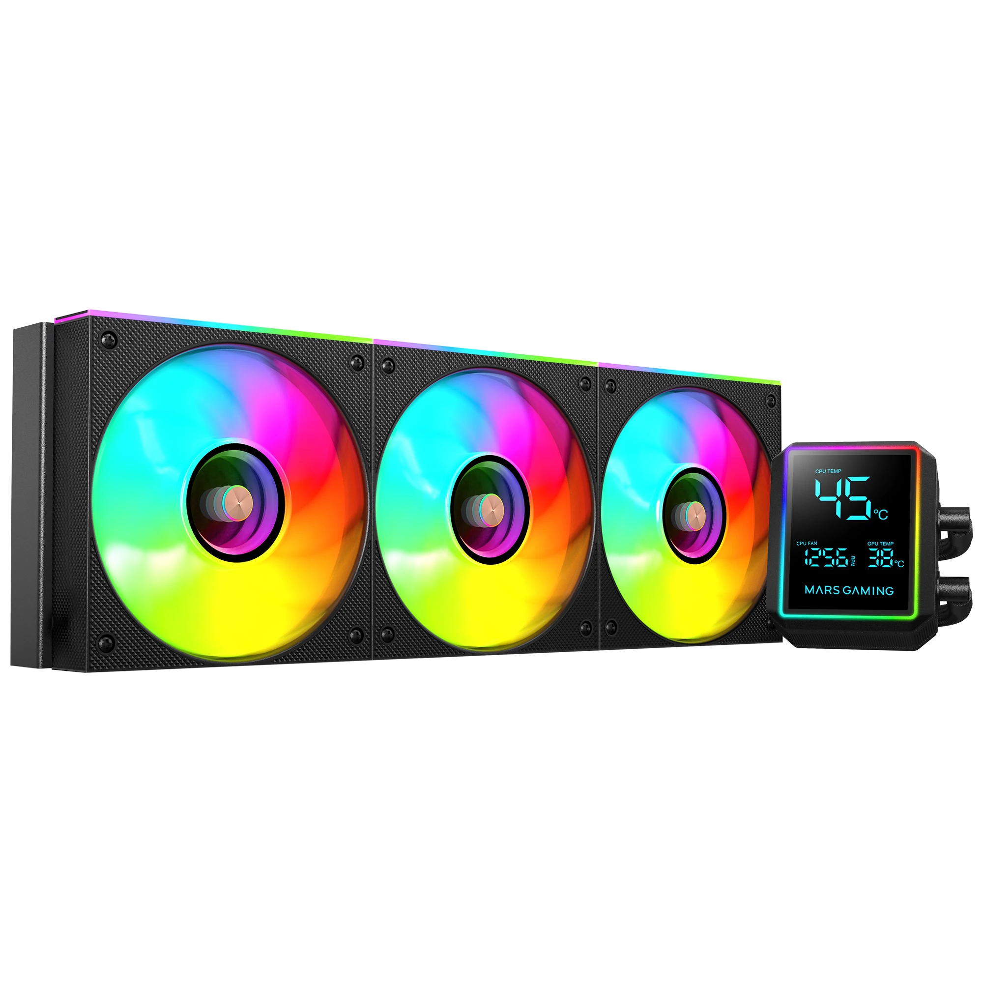Mars Gaming ML-LCDPRO360 Refrigeración Líquida AIO 600W TDP, Pantalla LCD 2,8" Multimonitor, Bomba 4.ª Gen Opti-Chamber con Base de Cobre, 3× Ventiladores 120mm ARGB Infinity Mirror, Refrigeración