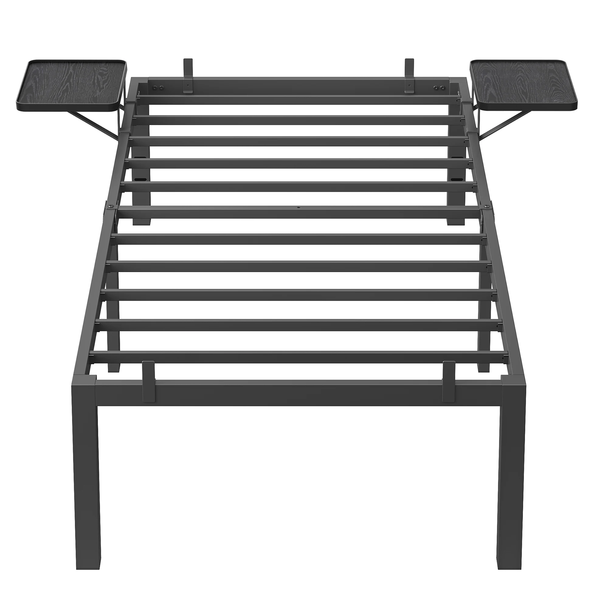VASAGLE Marco de Cama Doble, Estructura de Cama de Metal, con Estantes de Almacenamiento, Cama de Invitados, Adecuado para Colchón de 90 x 190 cm/140 