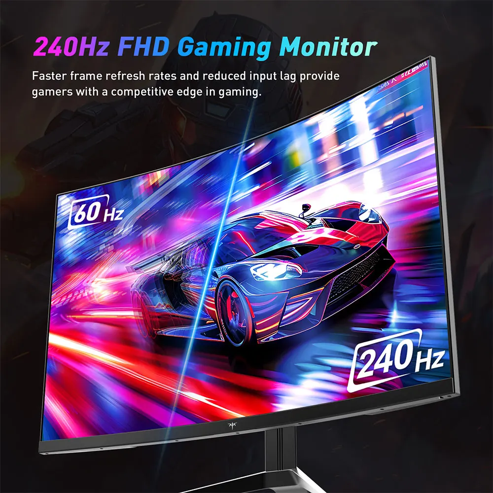 KTC Gaming Monitor 32/27 inch FHD/QHD curved Monitor, 240Hz/180Hz, 1ms, 2K/1080P, Freesync & G-Sync, HVA 1500R frameless, 125% sRGB, blue light reduction screen, VESA DP1.4/HDMI 2.0 USB2.0, For FPS MOBA RPG MMO RTS Gaming