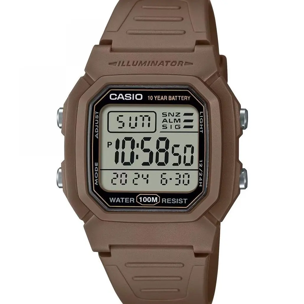 Reloj digital unisex clásico Casio W-800H-5AV 100m WR 10 años batería Hora Mundial Hora Dual Illuminator