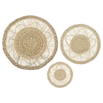 Factory Cuadros Set 3 Decoraciones Murales de Junco D18 28 38cm - Decora Tu Pared