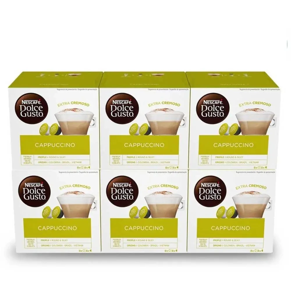 NESCAFÉ Dolce Gusto CAPPUCCINO - Capuchino - Cápsulas de Café, 96 Cápsulas (6x16) - Bebida de cafe y leche - Originales para cafeteras Dolce Gusto