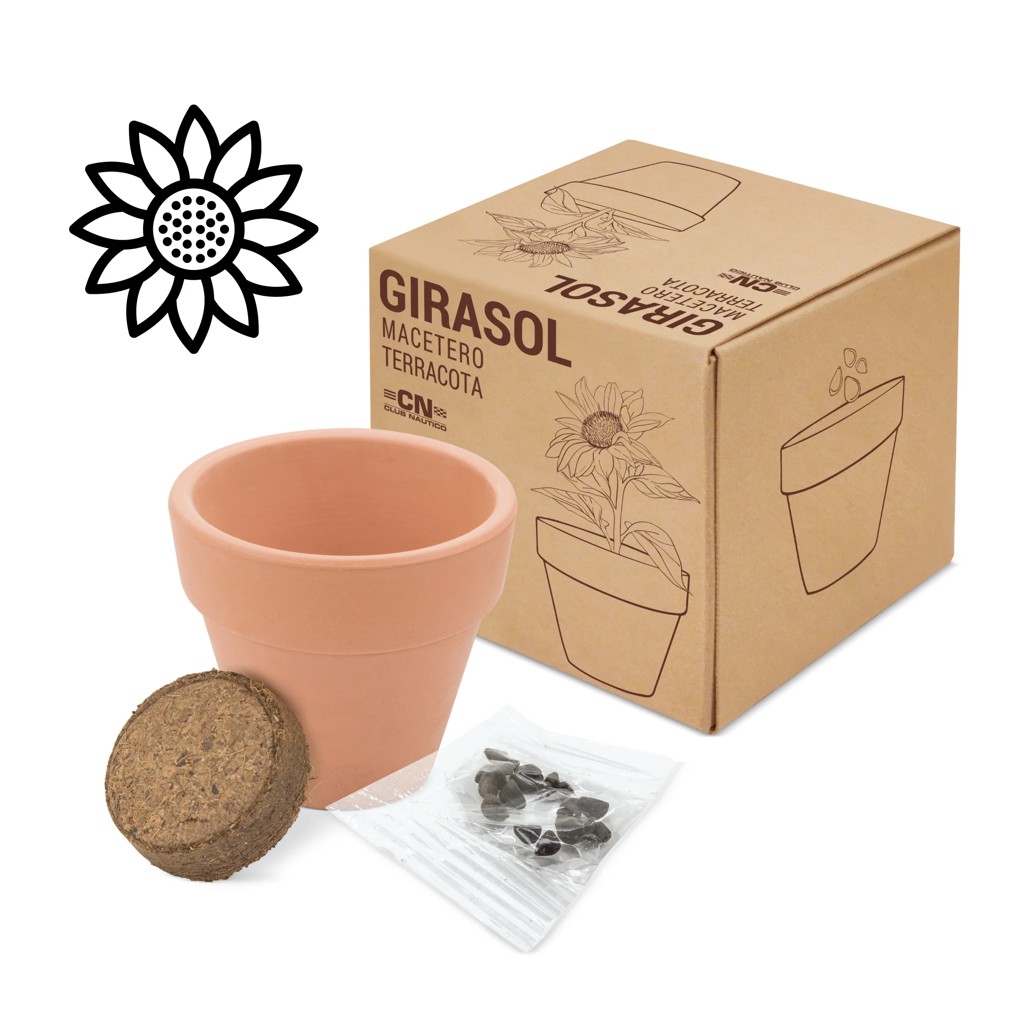 Disok - Lote de 20 Macetas Terracota Semillas Girasol - Detalles Bodas Originales Cumpleaños Navidades Regalos