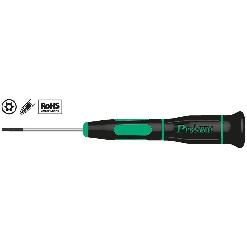 Proskit T6H hollow Torx Precision screwdriver with ergonomic non-slip handle and Anti-corrosion Rod Chrome-Molybdenum Vanadium steel with black tip