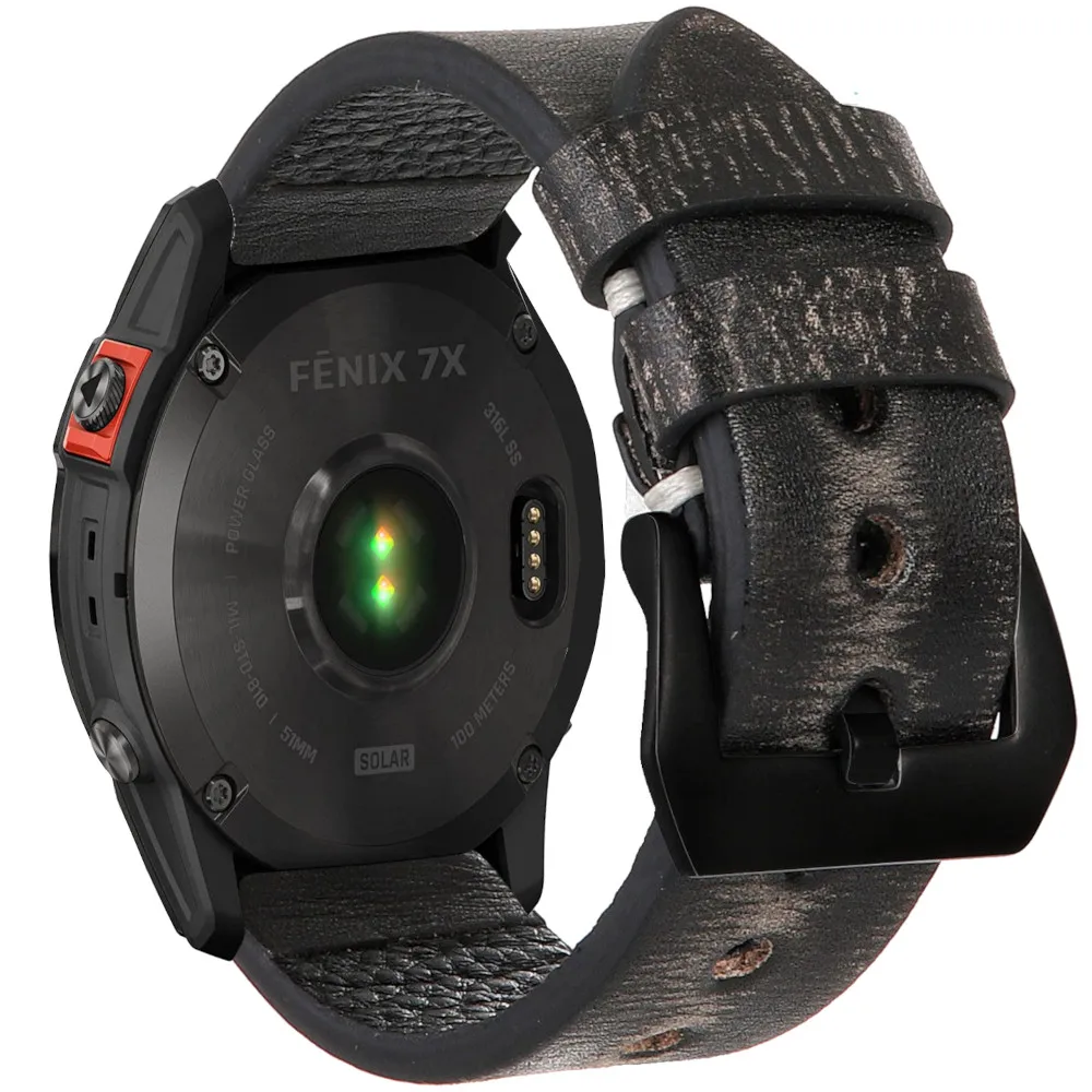 Garmin Fenix 8 - 51mm / Fenix 7X Pro / Fenix 6X Pro / Enduro 3 / Epix 2 Pro 51mm leather band handmade Quickfit connectors 26mm