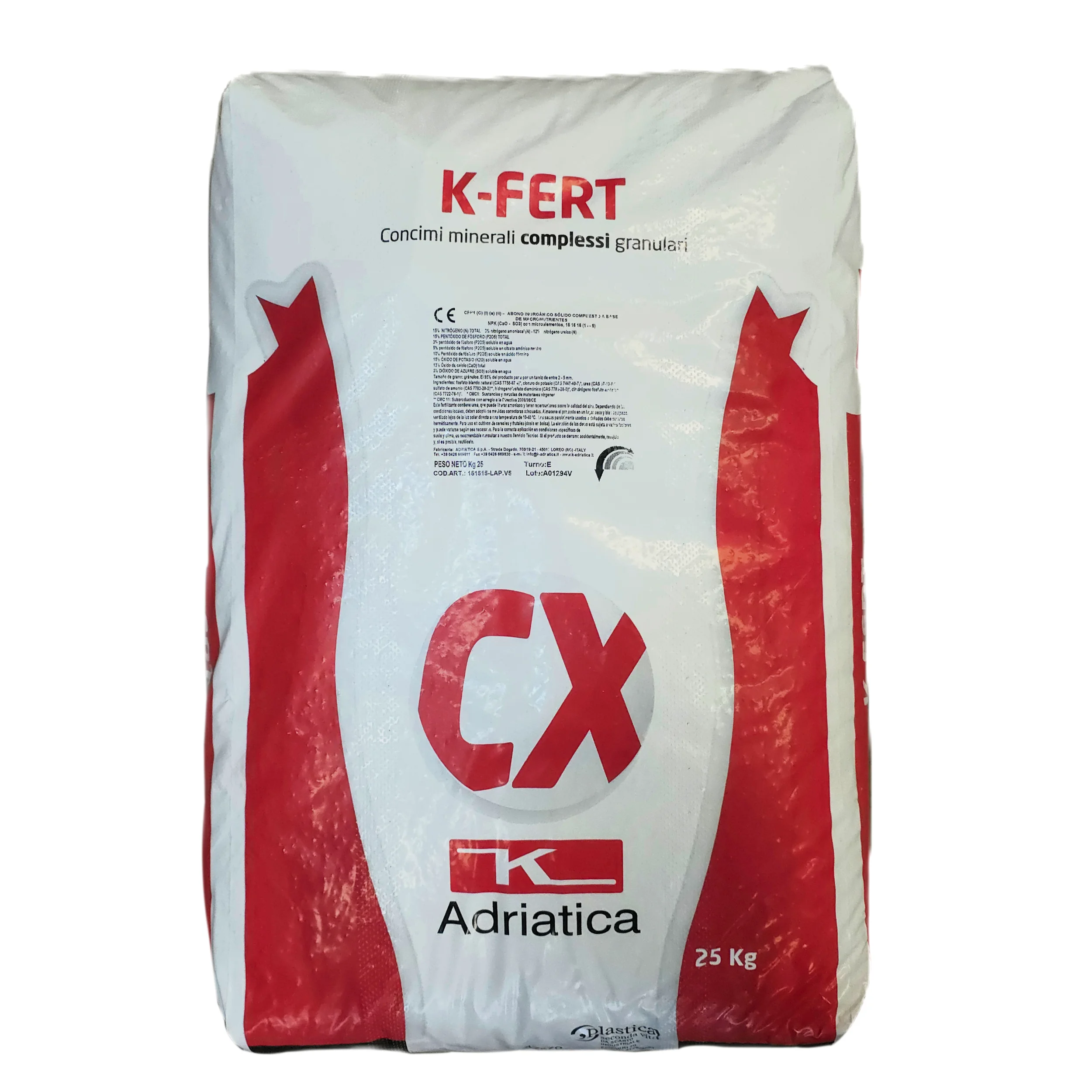 Abono NPK 15-15-15 Granulado, Saco 25kg | Uso Universal para Huerto, Jardín y Frutales | Marca Adriatica