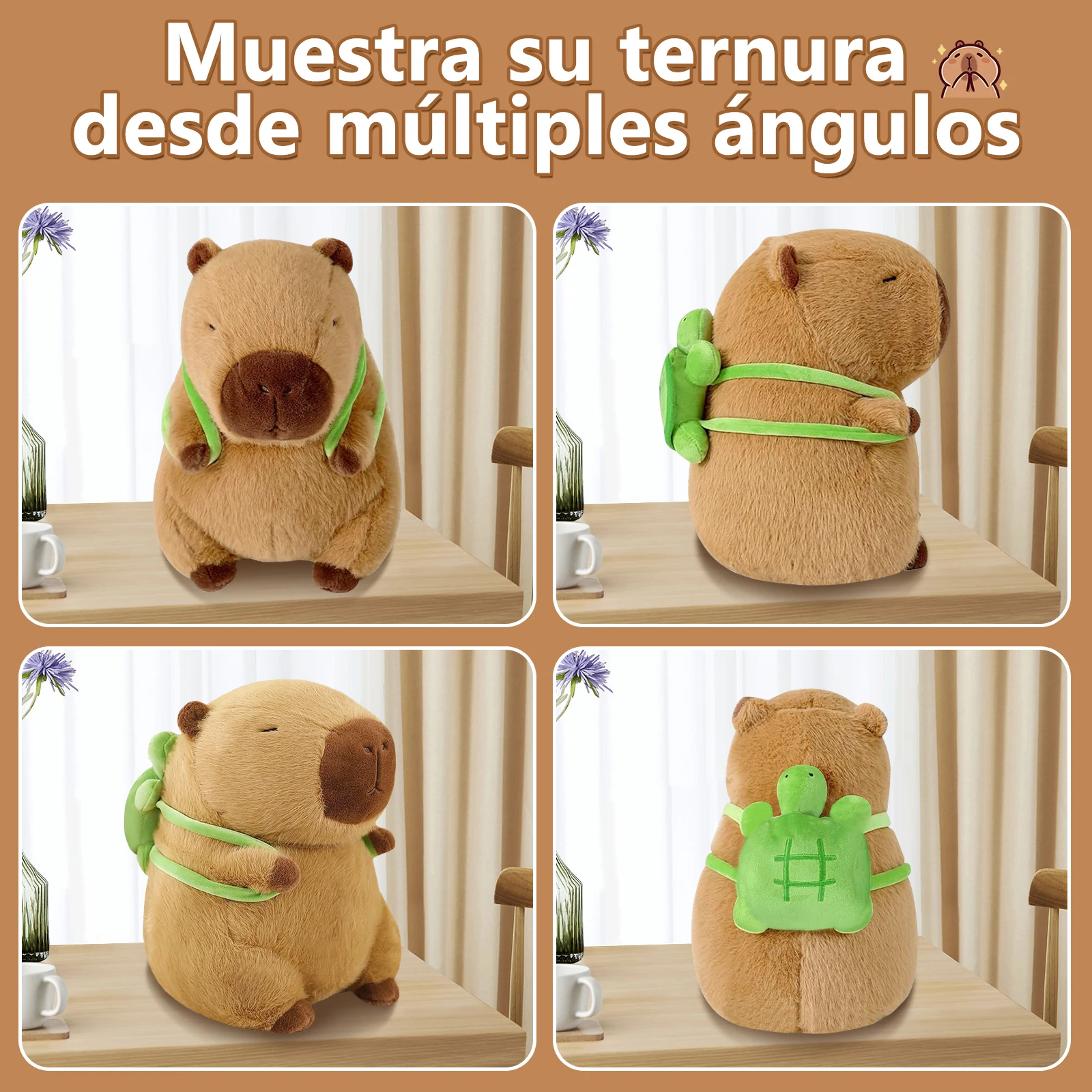 Easyspeed capybara plush toy, capybara plush for kids, capybara with turtle backpack, gift kapybara plush for girls and boys (27cm, 37cm, 55cm)