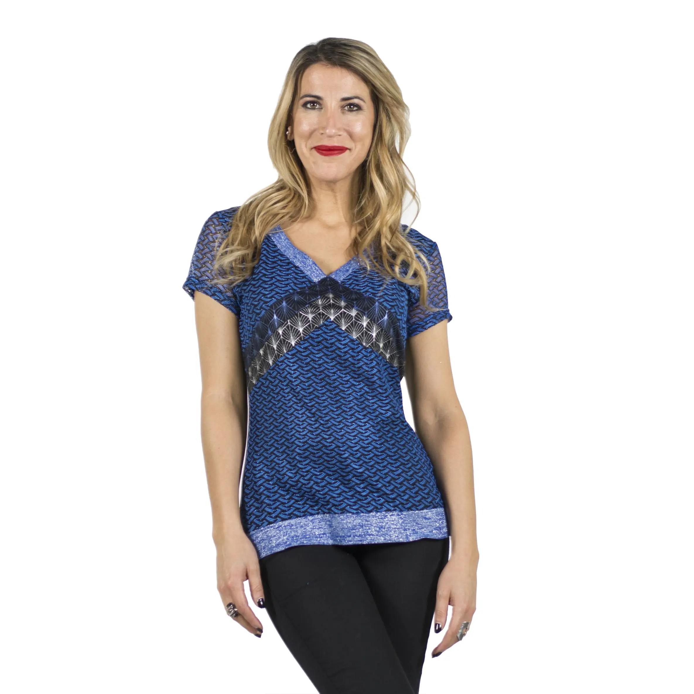 Koroshi Top Mujer Escote Pico Manga Corta Viscosa – Koroshi 2012TP08