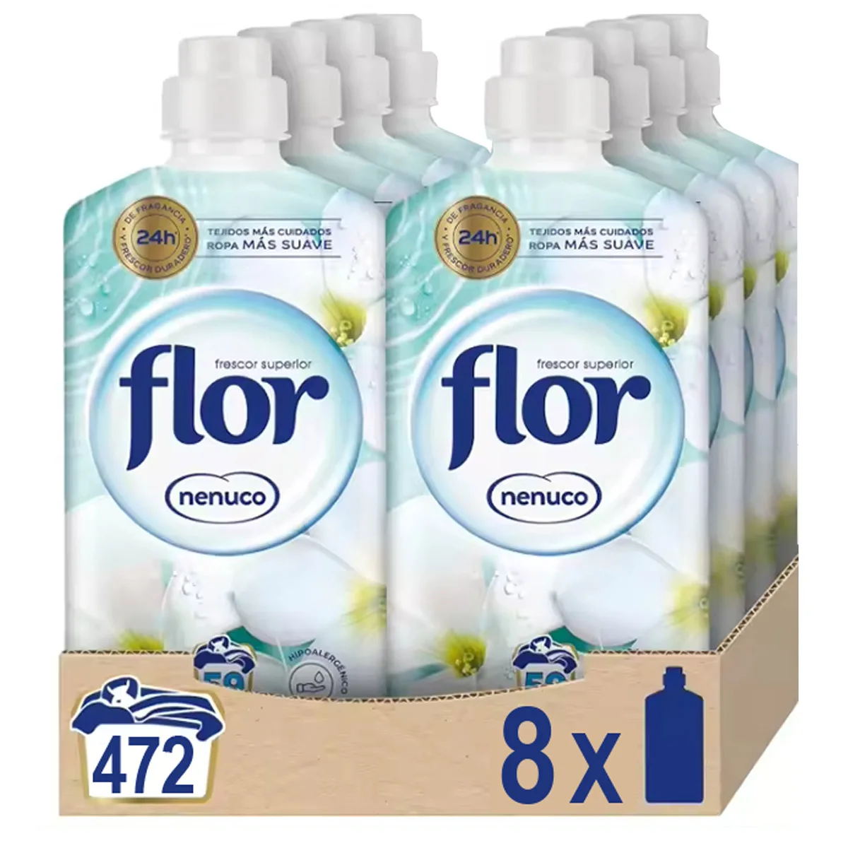 PACK de 8 - Suavizante FLOR para la ropa aroma Nenuco 8 botellas, 472 dosis