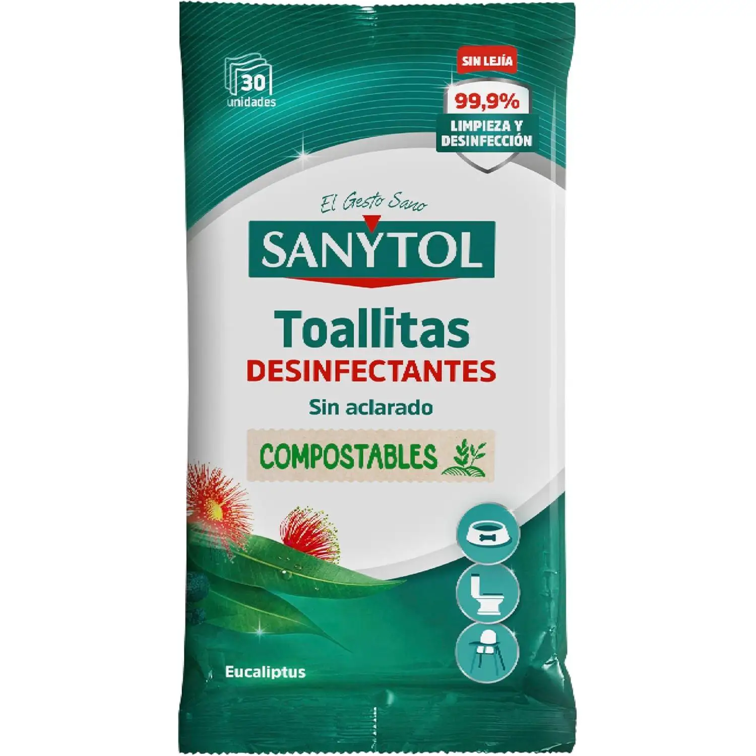 Desinfectantes Toallitas Multiuso - 3 paquetes  x 30 Unidades -Sanytol