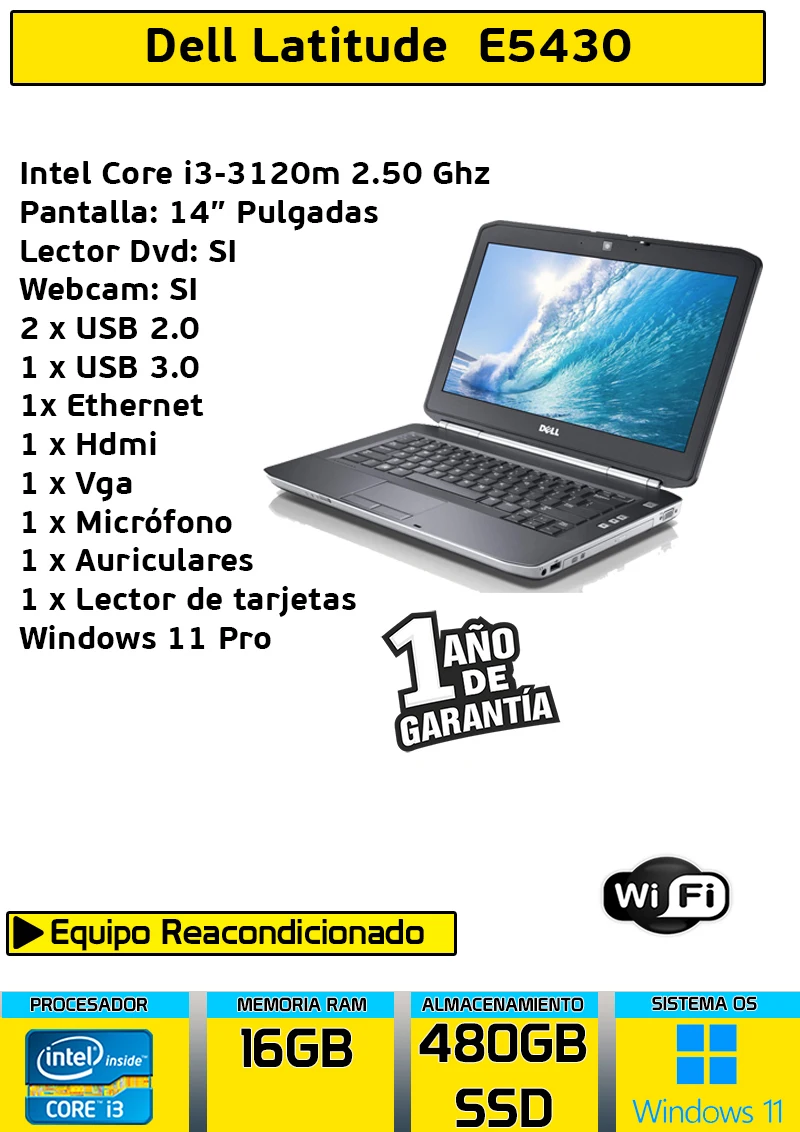 Dell Latitude e5430 core i3 16gb Ram 480 gb ssd windows 11 laptop