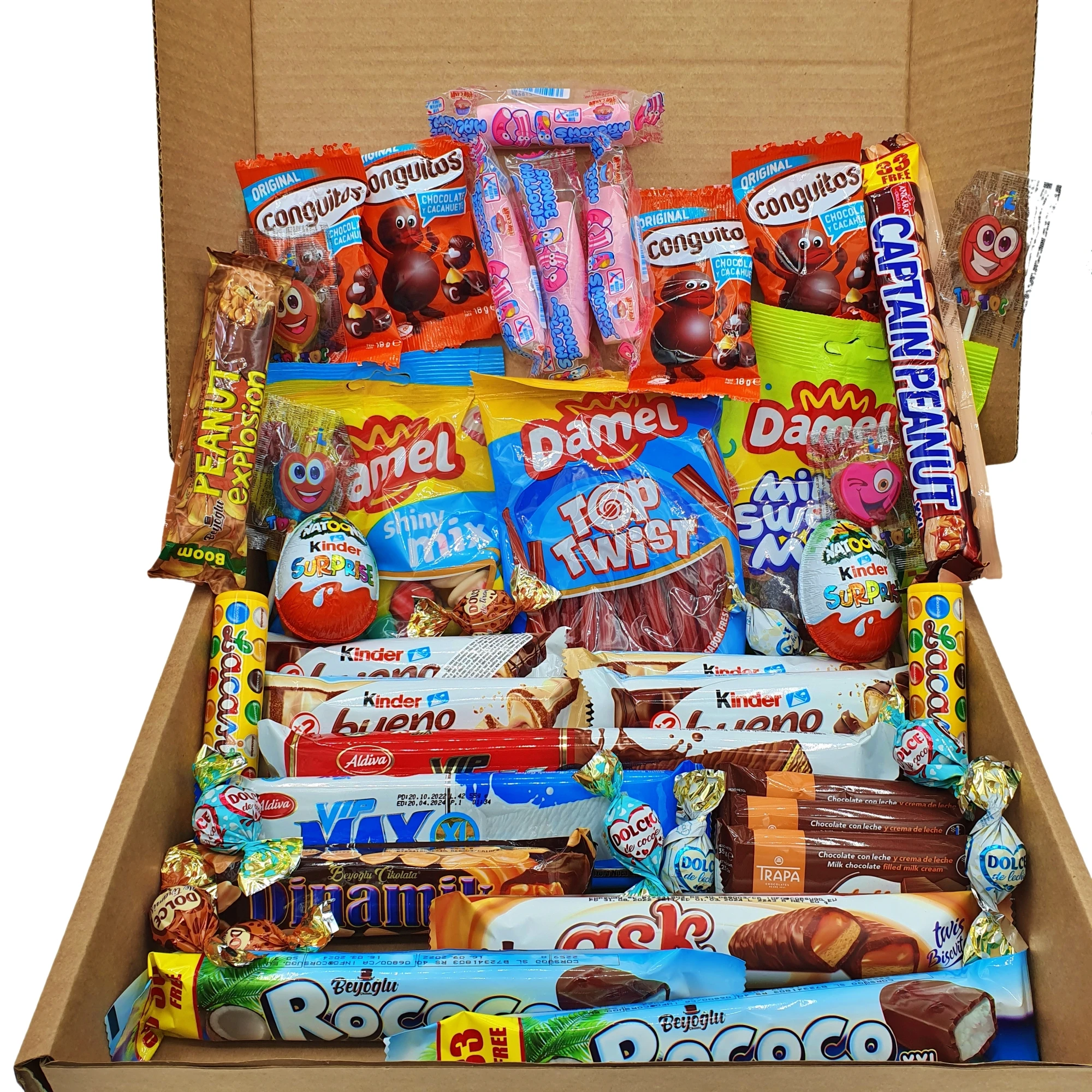 Mega Caja Chocolates y Chuches - Regalo para GOLOSOS - Mega Pack PREMIUM. +40 Chocolatinas. Kinder Bueno - Huevos Kinder - Lacasitos - Bombones - Golosinas. IDEAL para REGALAR. [IAMI]