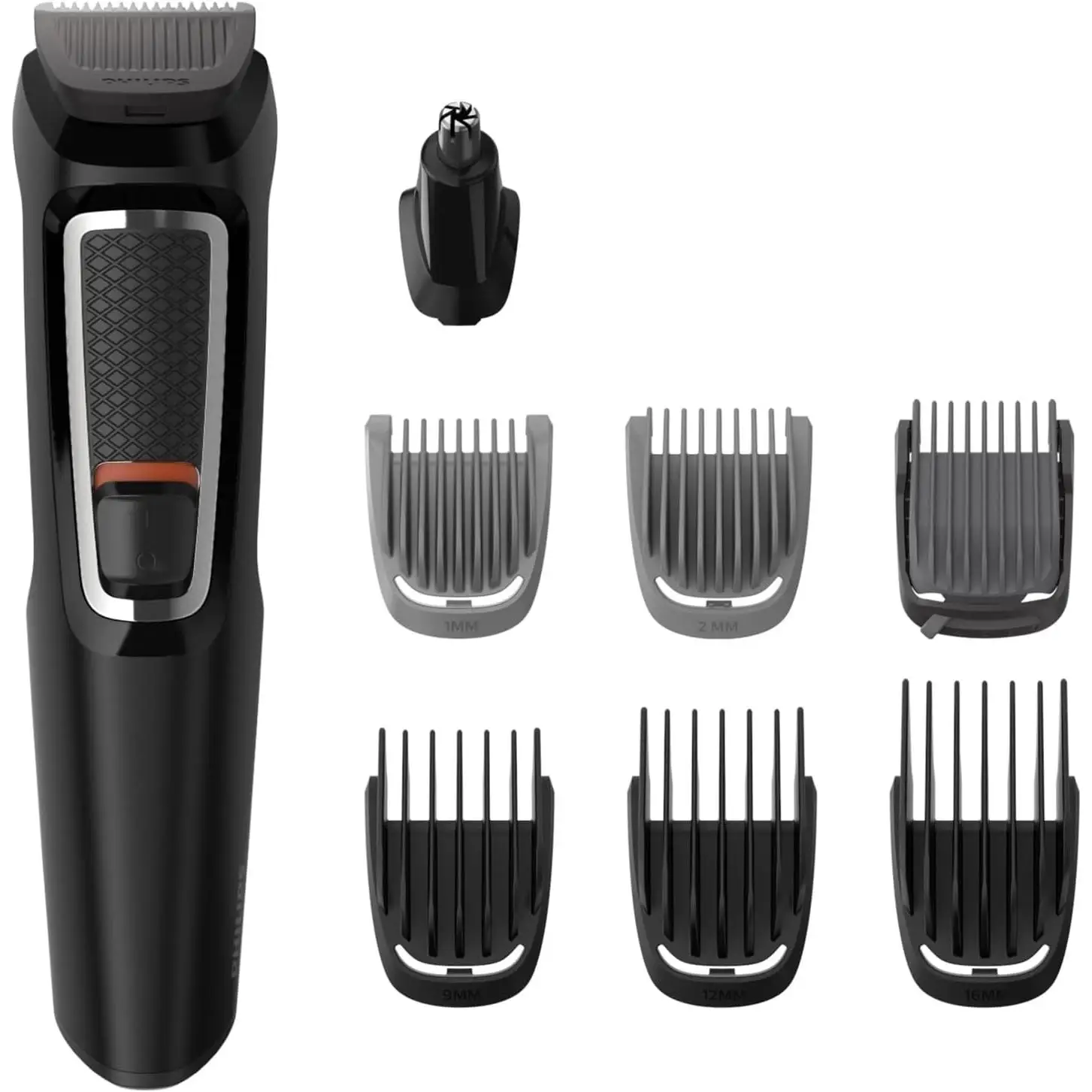 Philips Multigroom Series 3000 all-in-one, 7-in-1, one tool, simple molding for face and hair, nose and ear clipping, rinsing accessories, self-sharpening blades, 11 positions length (0,5-16mm)-MG3730/15