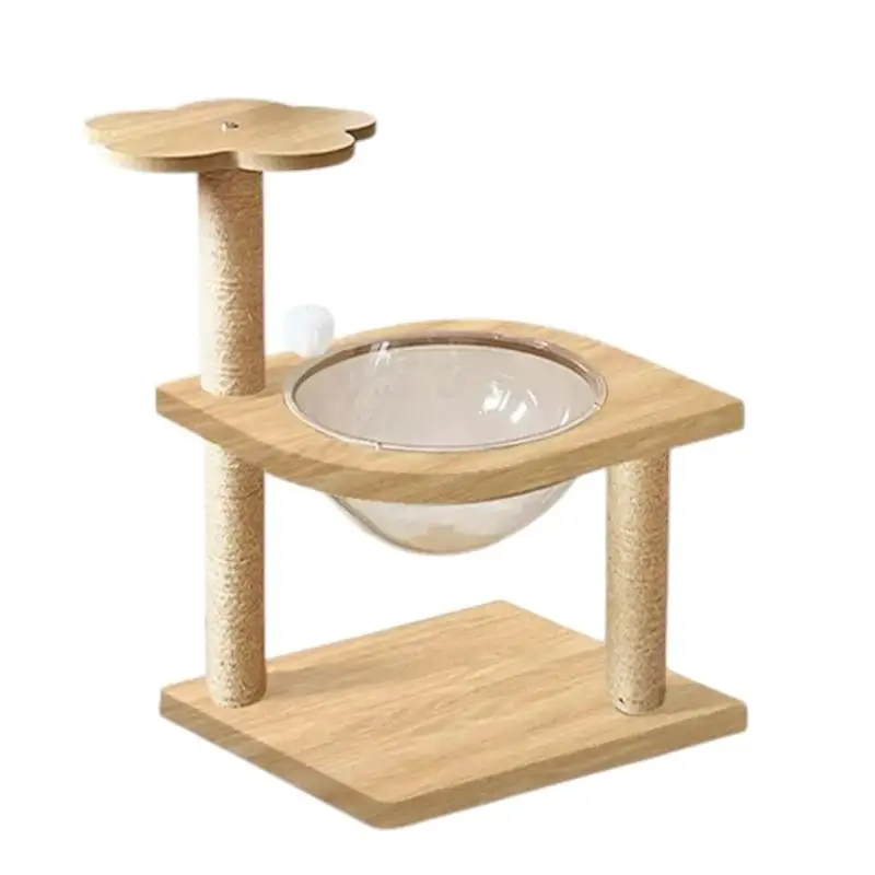 iPewwie- Rascador para gatos de madera con cama acrílica y poste de sisal 56x33x39cm  Diseño moderno y compacto Torre para gatos Cama para gatos Árbol para gatos