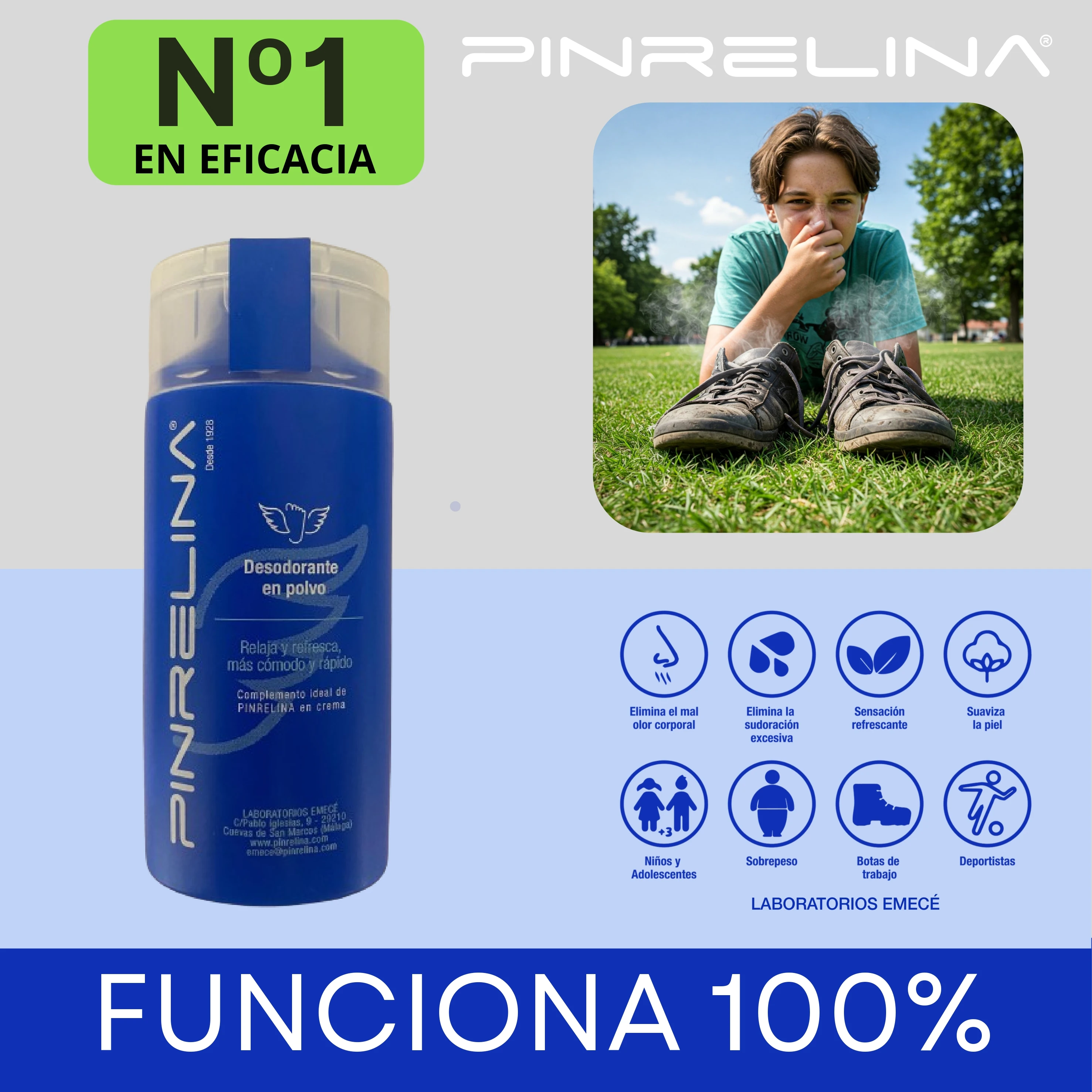 Polvo Desodorante para Pies y Calzado - Elimina el Mal Olor y Absorbe la Humedad - Acción y Frescor muy Duradero 60g
