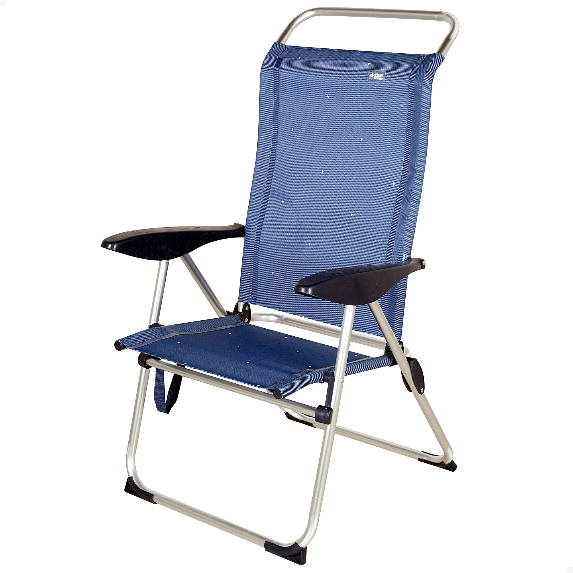 Aktive - Silla de playa plegable con respaldo reclinable 4 posiciones, 47x59x108 cm, fabricada de aluminio y textileno, con topes antivuelco, máx. 110 kg, sillas de playa, sillas plegables, accesorios