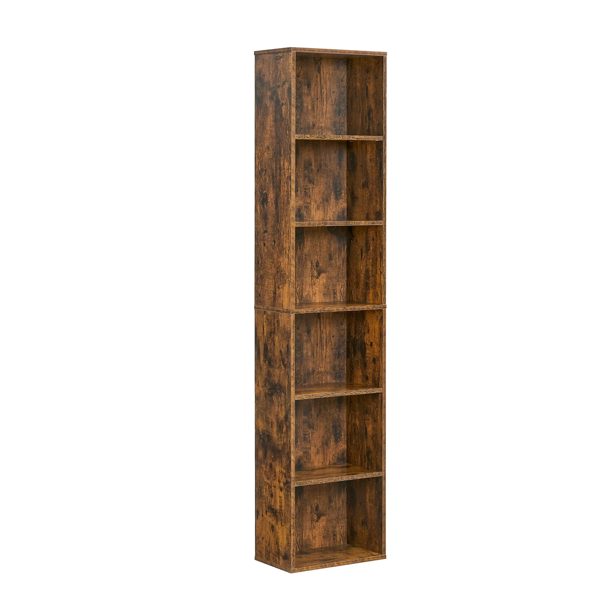 VASAGLE Estantería, estantería con 6 estantes, para Sala de Estar, Estudio, Oficina, Dormitorio, Estilo Industrial, 24 x 40 x 178,5 cm, marrón rústico/ Beige Natural