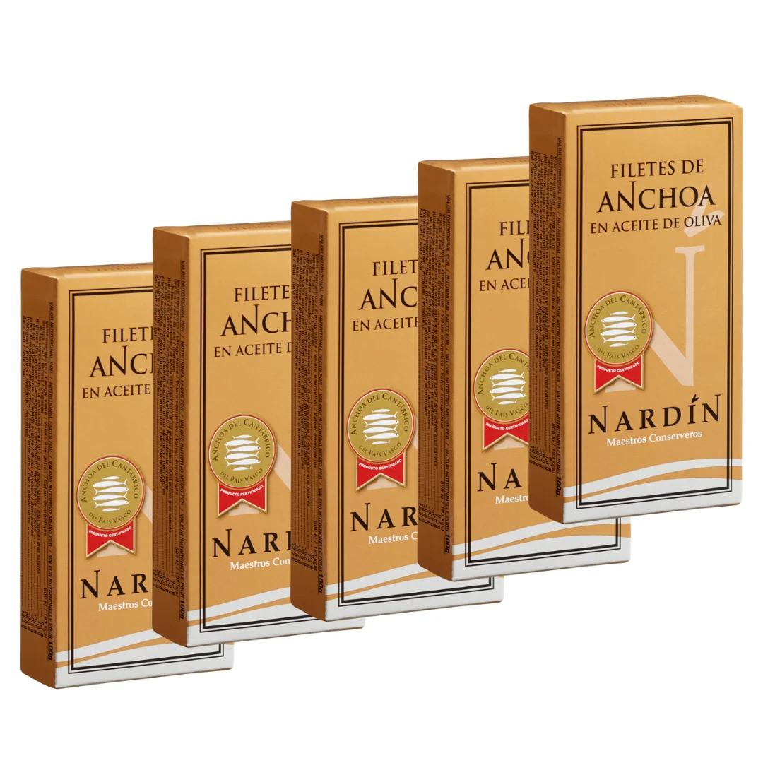 Anchoa del Cantábrico en aceite de oliva Nardín pack 5ud