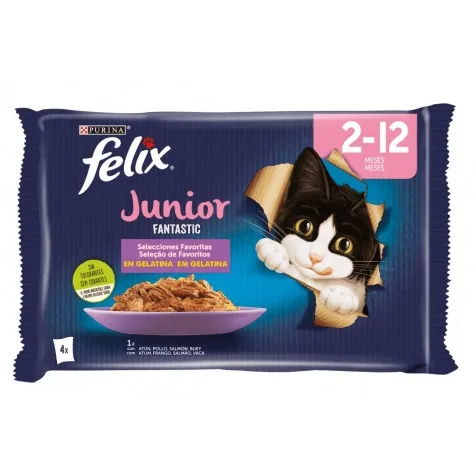 Felix Fantastic Junior En Gelatina Para Gatitos 4 X 85 Gr