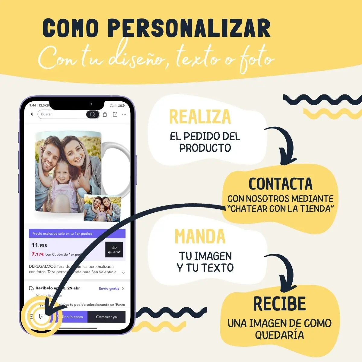 Personalized Ceramic Mug by DeRegaloos for Custom Photos, 330ml Capacity, High-Definition Print, Dishwasher and Microwave Safe, Ideal Gift for Valentine’s Day, Birthdays, and Anniversaries.