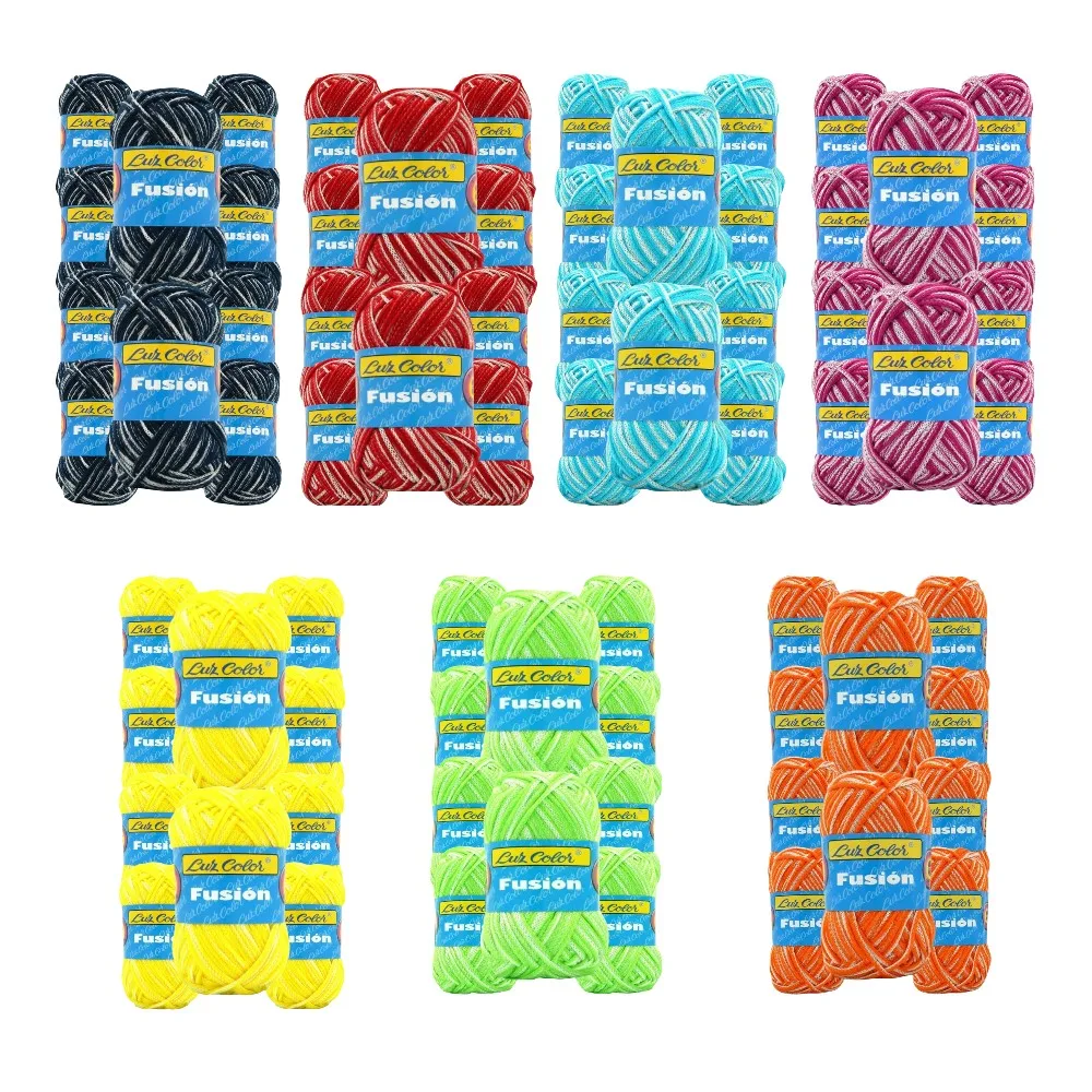Lote 70 Ovillos fusion Multicolor COMPRAR hilo Seda - Suave Hilo seda para Tejer 50g 100m Agujas 4-5 LANAS LUZ COLOR