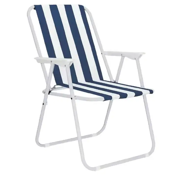 UD - Silla Plegable de Playa o Jardín – AZUL, Estructura de Acero, Soporta Hasta 120 kg
