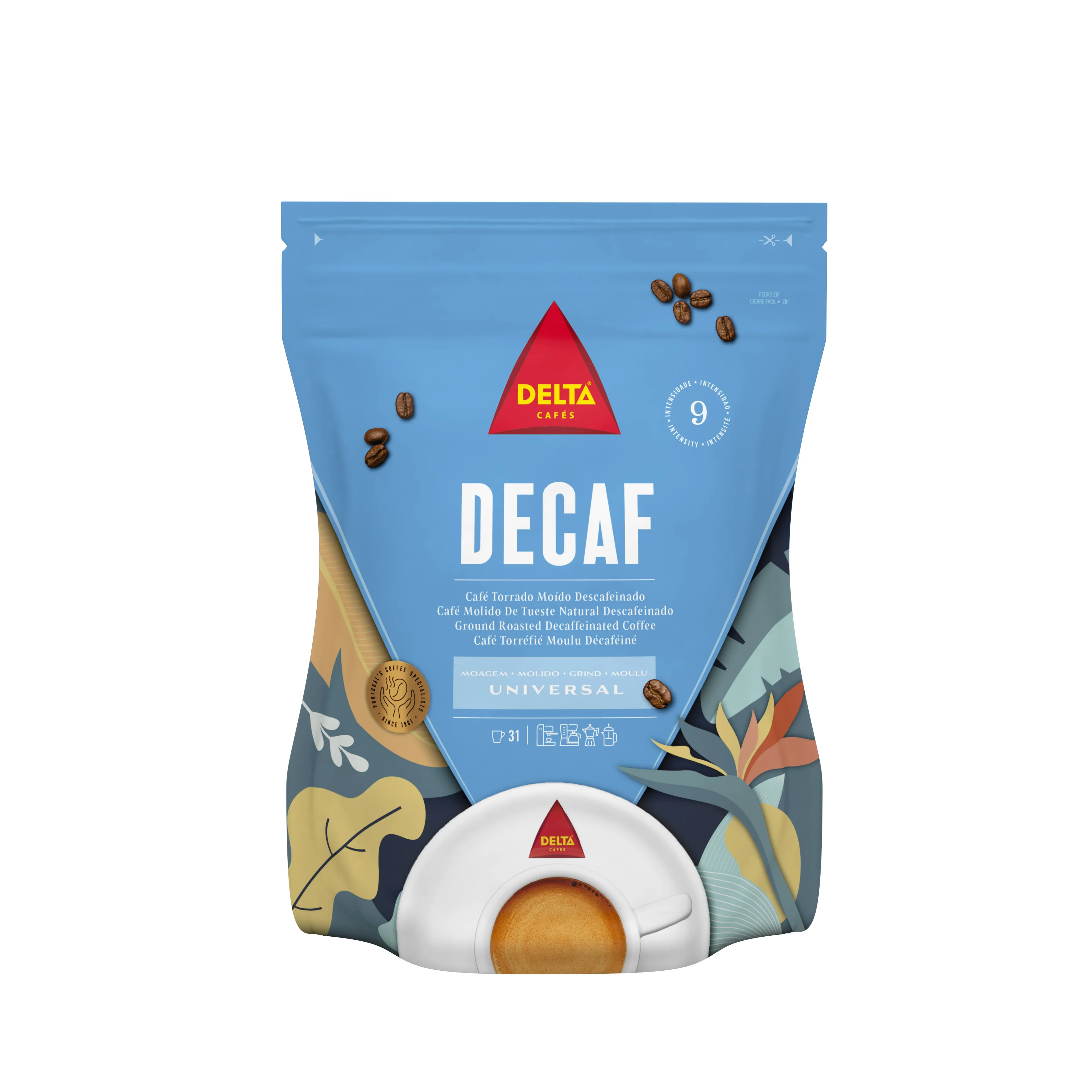 Delta Decaf - Café Molido Descafeinado 220 GR - Aroma rico en notas de caramelo, vainilla y frutos secos.