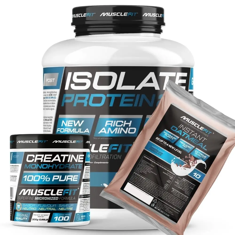 PACK MUSCLEFIT ISOLATE 2kg + Creatina 300g + Harina de Avena 1kg │MUSCLECULT│Mas musculos
