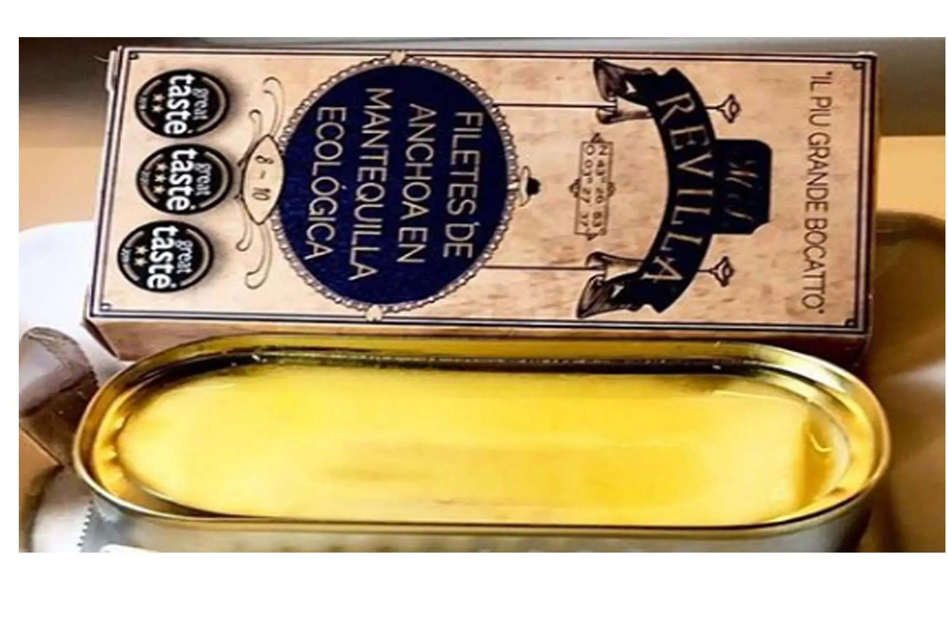 Pack 5 anchovies leaflets in Original Italy organic butter (50gr. Approx-8-10 loins) (250 gr. Approx. -40-50 loins)