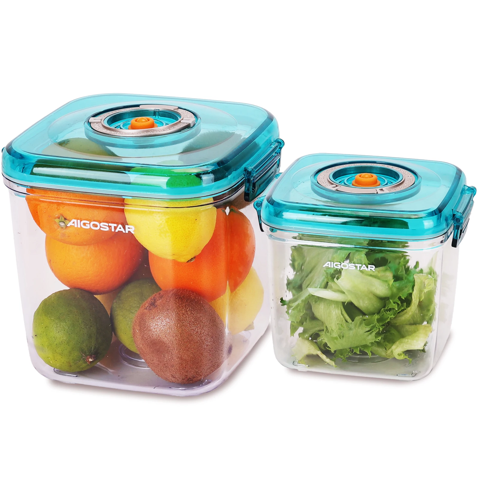 AIGOSTAR vacuum packing containers. Conservation and storage of food. Food grade durable Material. (2 PCs Pack of different sizes: L144 * W130 * H129mm/L172 * W158 * H166cm)