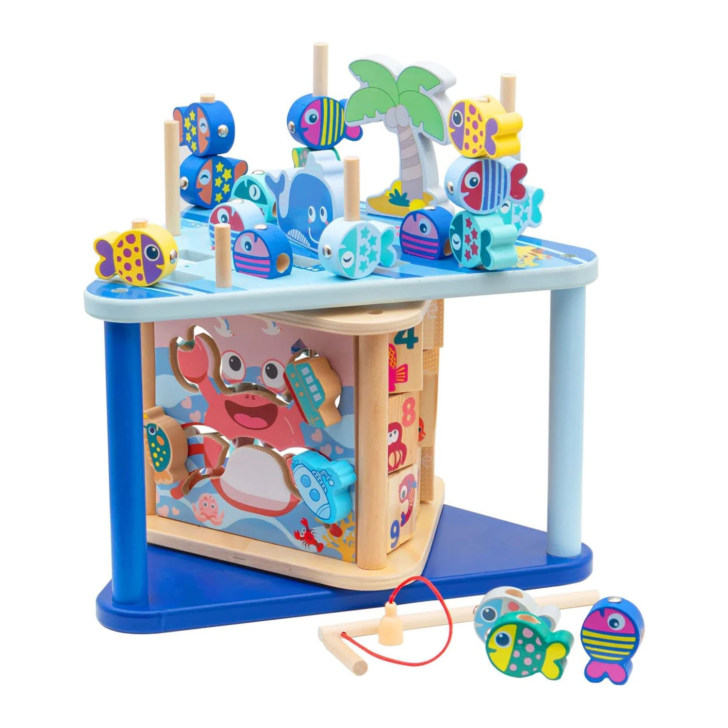 Juguete de Madera, Pesca con Iman, Abaco, Forma de Madera, Juego Montessori de Pescar para Niños,