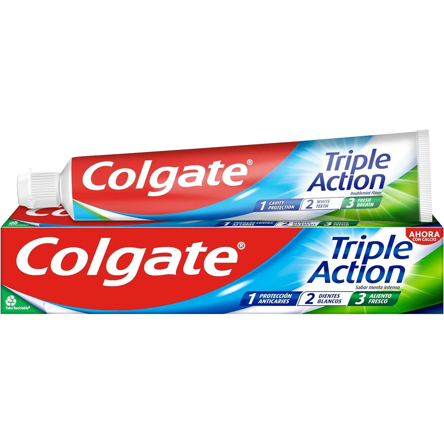 PACK AHORRO - Pasta de dientes Colgate Triple Action anticaries y frescor a menta 75ml.
