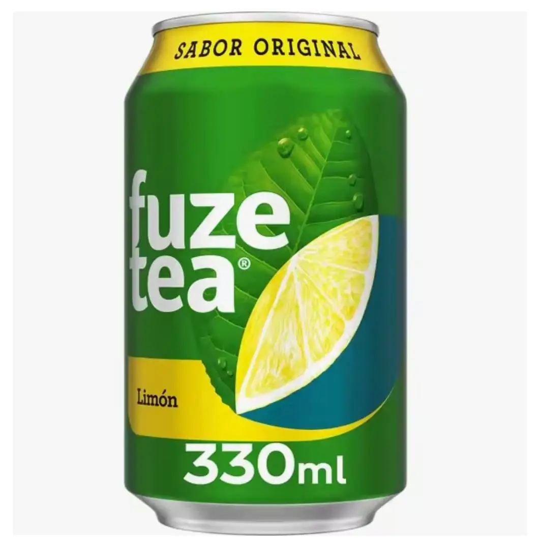 Caja de 24 Latas Fuze Tea Limón 33cl - Refrescante Mezcla de Té Negro y Limón con Aromas Naturales, Sin Azúcares Añadidos Excesivos y Bajo en Calorías