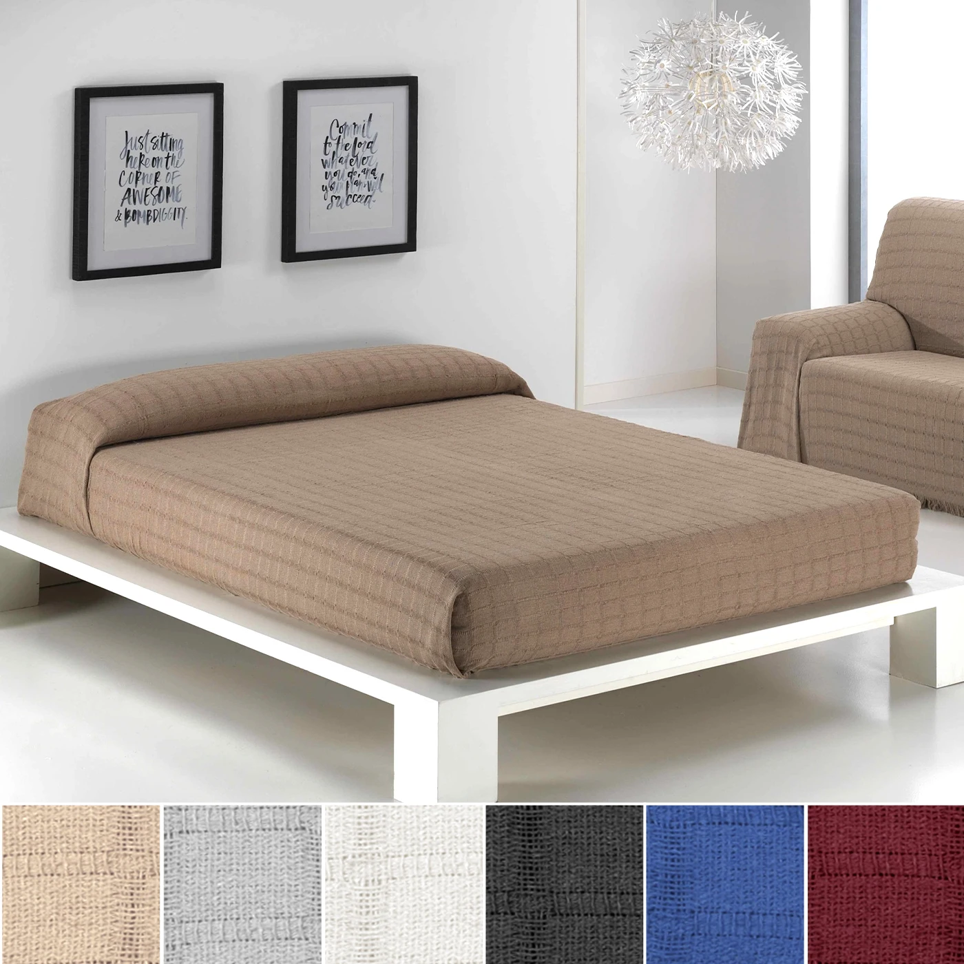 Colcha Multiusos para Cama o Sofá. Jarapas Plaid Foulard cubrecama Mantas de Sofa Suave y Cómoda Practica y Suave. Poliéster Algodón- . Poliester Algodón- Modelo Liso