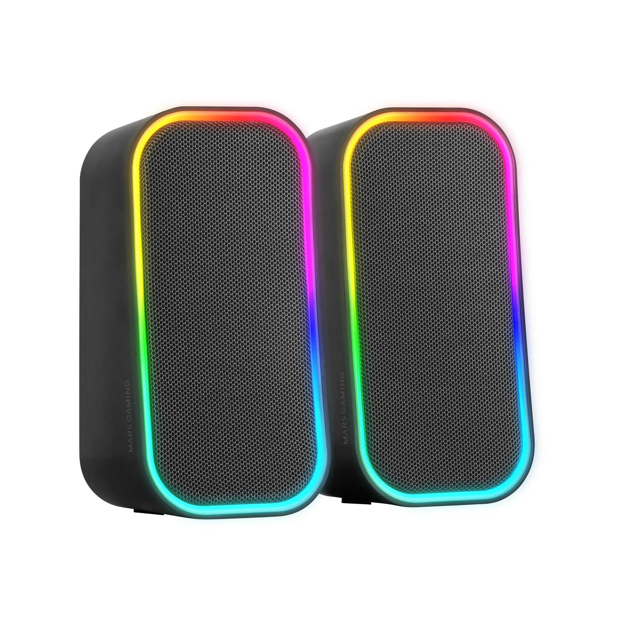 Mars Gaming MS-OM, Altavoces Gaming 20W, Iluminación Dinámica RGB, Altavoces Bluetooth 5.3 + AUX-IN, Caja de Control de Volumen, Chipset DSP Personalizado, Compatibilidad Universal, Altavoces Bluetooth Negros o Blancos
