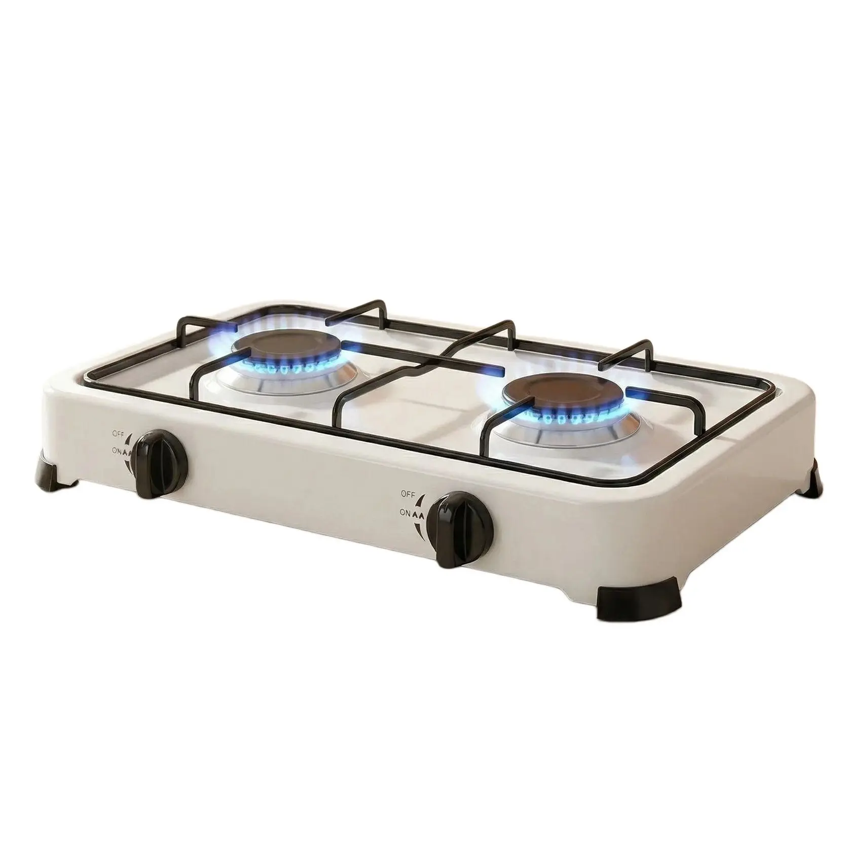 Cocina de Gas Portátil 2 Fuegos | Hornillo Doble para Camping, Caravana, Jardín o Cocina de Exterior | Apta para Gas Butano