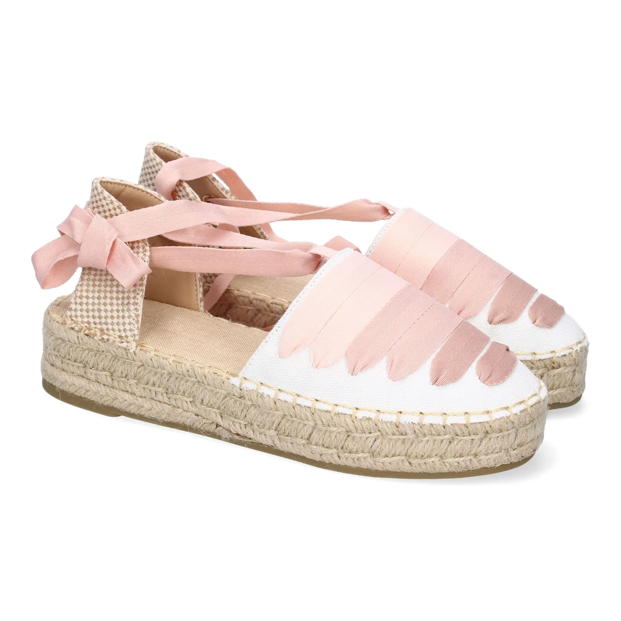 PuntoSalao Alpargatas planas en yute estilo valenciana para mujer color rosa 3U27