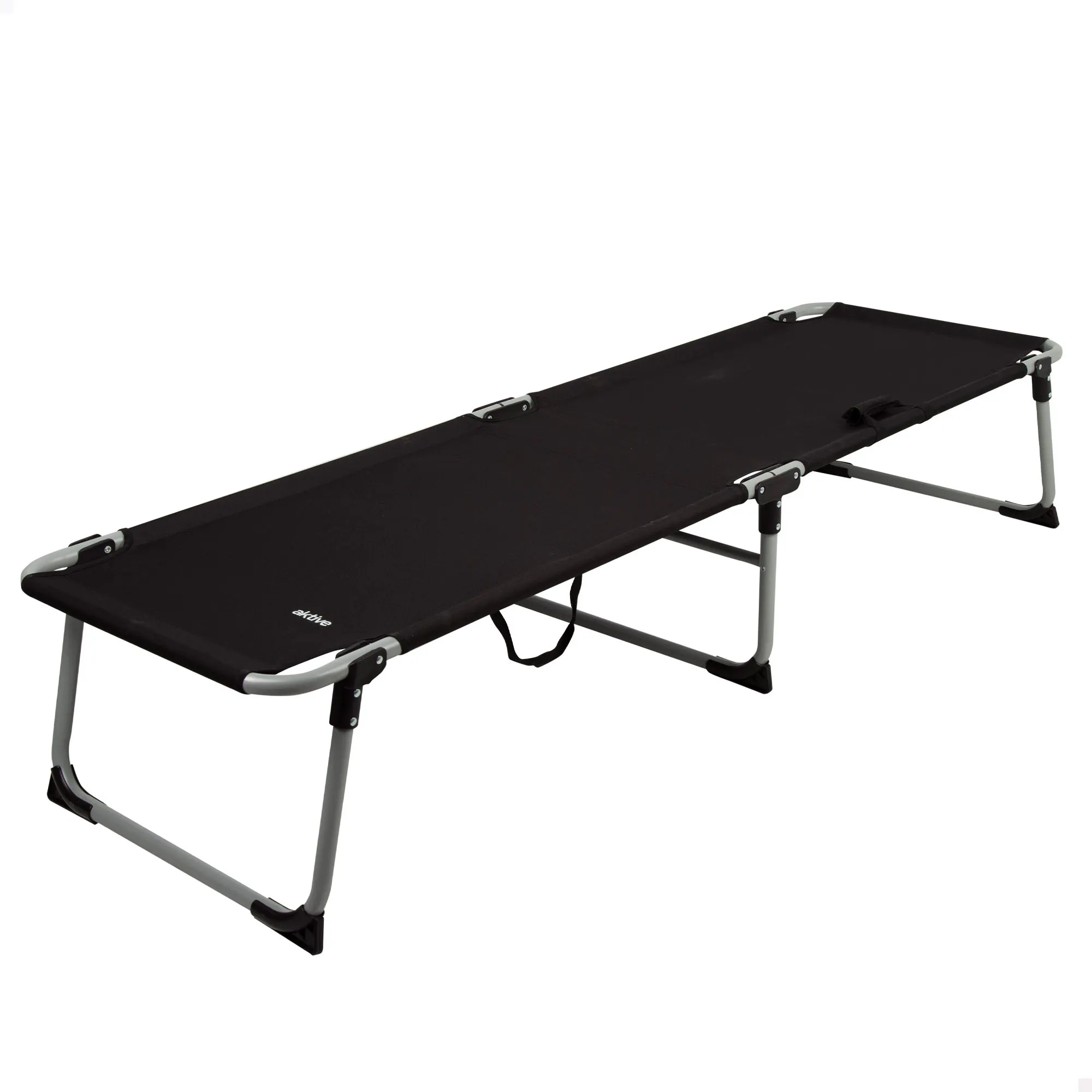 Aktive - Cama plegable individual, 186x58x35 cm, negro, soporta 110 kg, patas antivuelco, estructura acero, tejido poliéster, asas de mano transporte, camilla camping, accesorios playa, camas camping