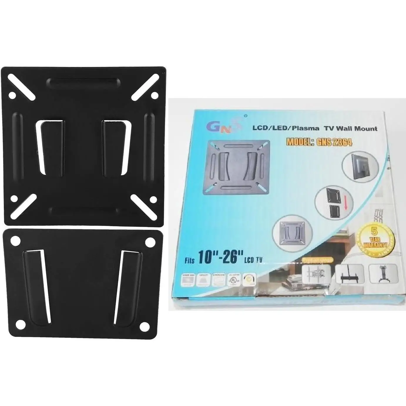 FGNS Soporte Fijo para Monitor o Televisor LED, OLED, LCD y Plasma de 10" a 26",Compatible con VESA 100x100 mm, Carga Máxima 20 kg,  Diseño Ultra Delgado a 23 mm de la Pared, Instalación Sencilla y