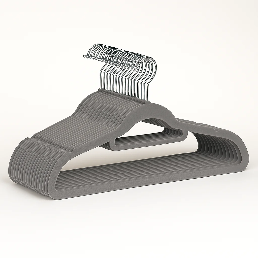 Ruhhy, Perchas de Terciopelo Delgadas Antideslizantes en Color Gris/negro - Paquete de 20