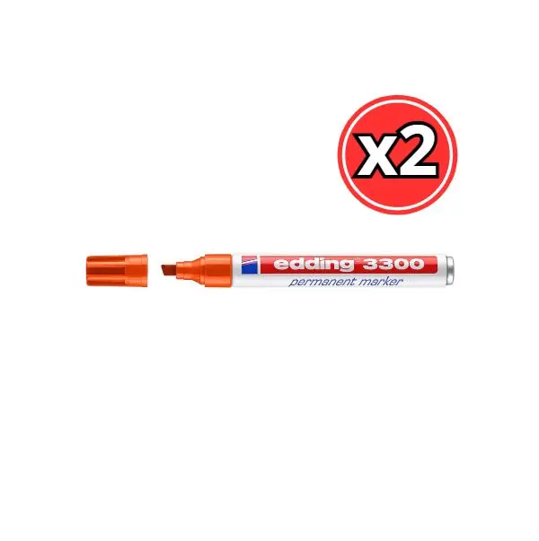 Orange EDDING permanent marker 3300 beveled tip-2 piece PACK