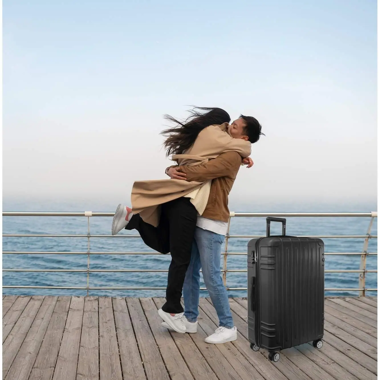 AIRYVIE mod large 103 suitcase 28 Inch, check-in luggage (capacity 23kg) (73*45*27cm) ABS Material, light and strong, anti-theft lock inserted combination 3 digits, rotating 360 ° silent wheels