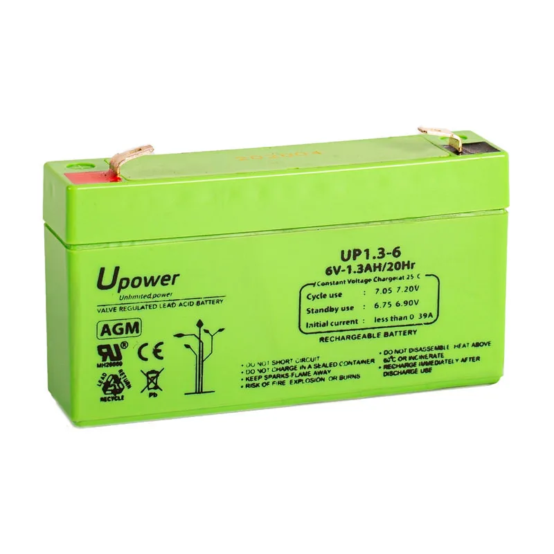 U-Power 6v 1.3ah sealed battery with AGM technology