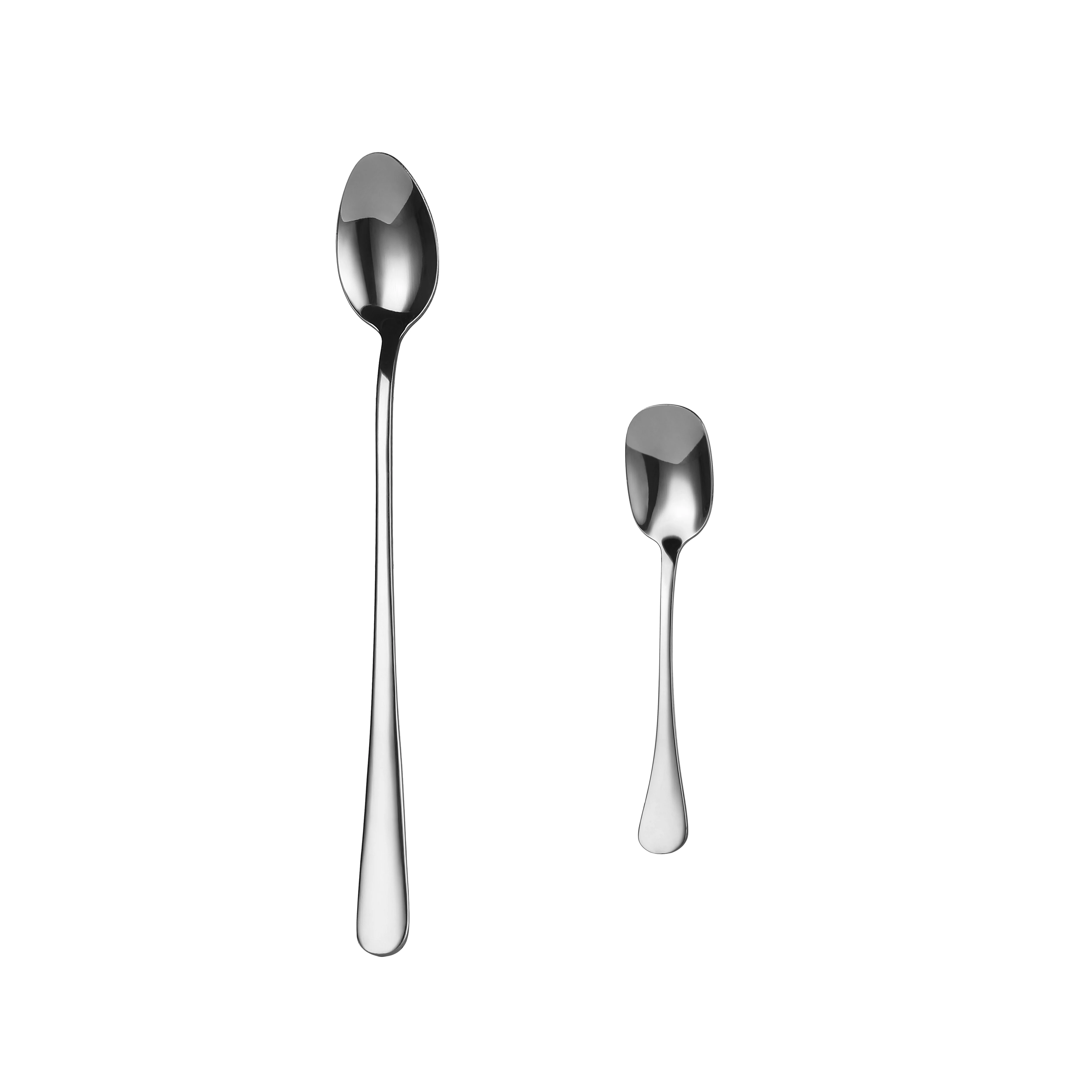 Mr.Spoon Serie Liso Cucharas de 12, 24, 48 o 120 piezas,Acero inoxidable 18/0,Plateado,Económico y funcional,Cuchara de helado largo 145mm,Cuchara de batir 207mm,Mango monobloque,Apto para