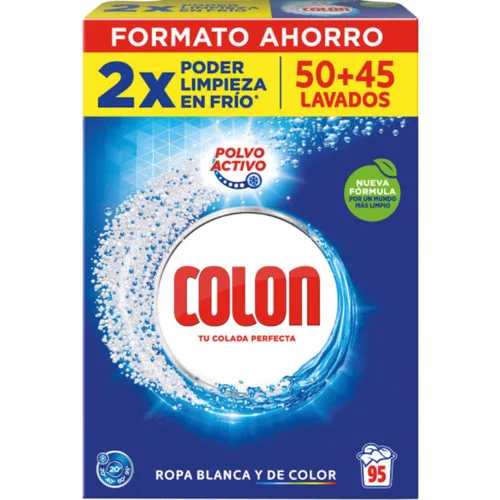 Detergente Colon en Polvo Adecuado para ropa blanca y de color, 95 Lavados !ECONOMICO! (4.750Kg)