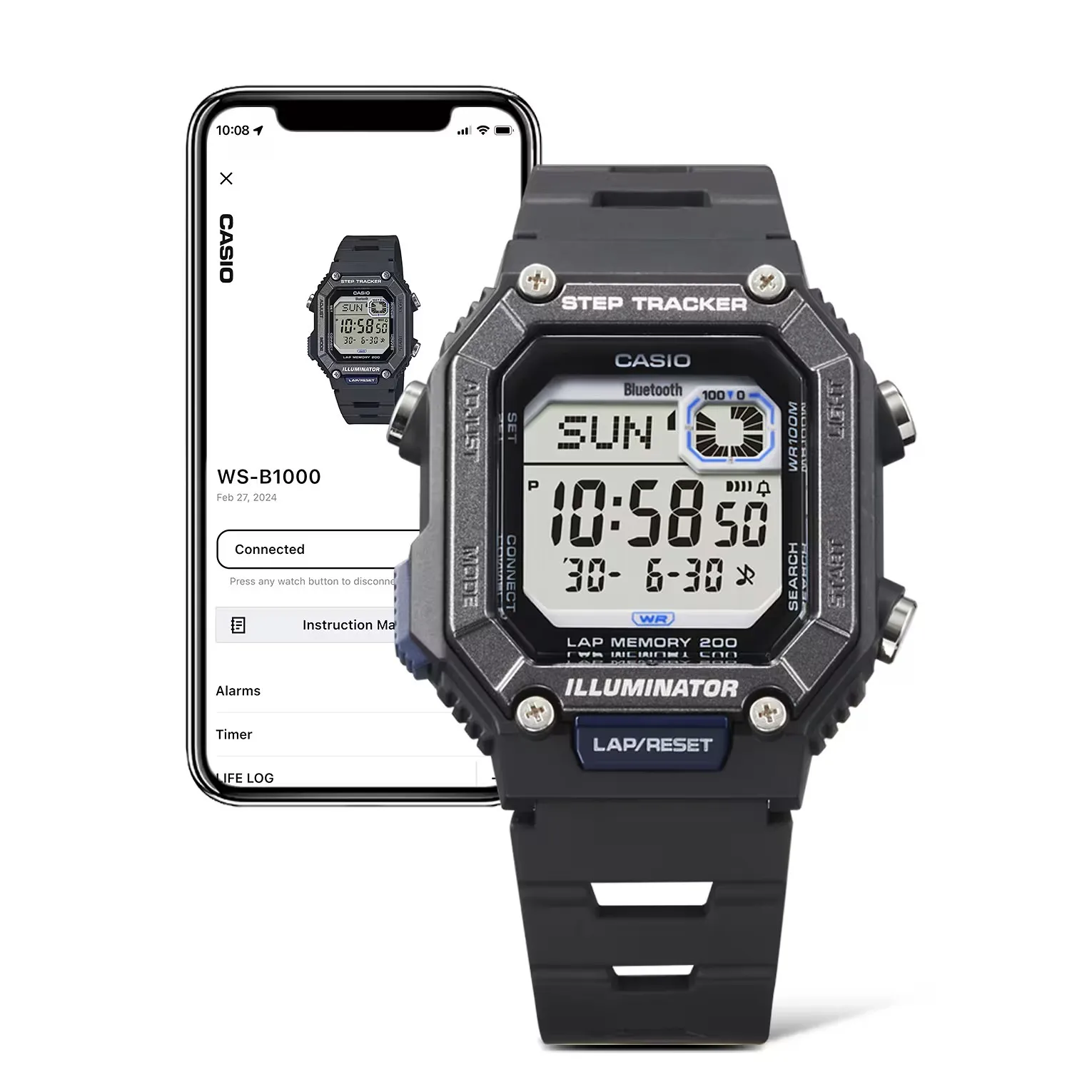 Casio watch ws-b1000-1avef smart bluetooth timeless collection