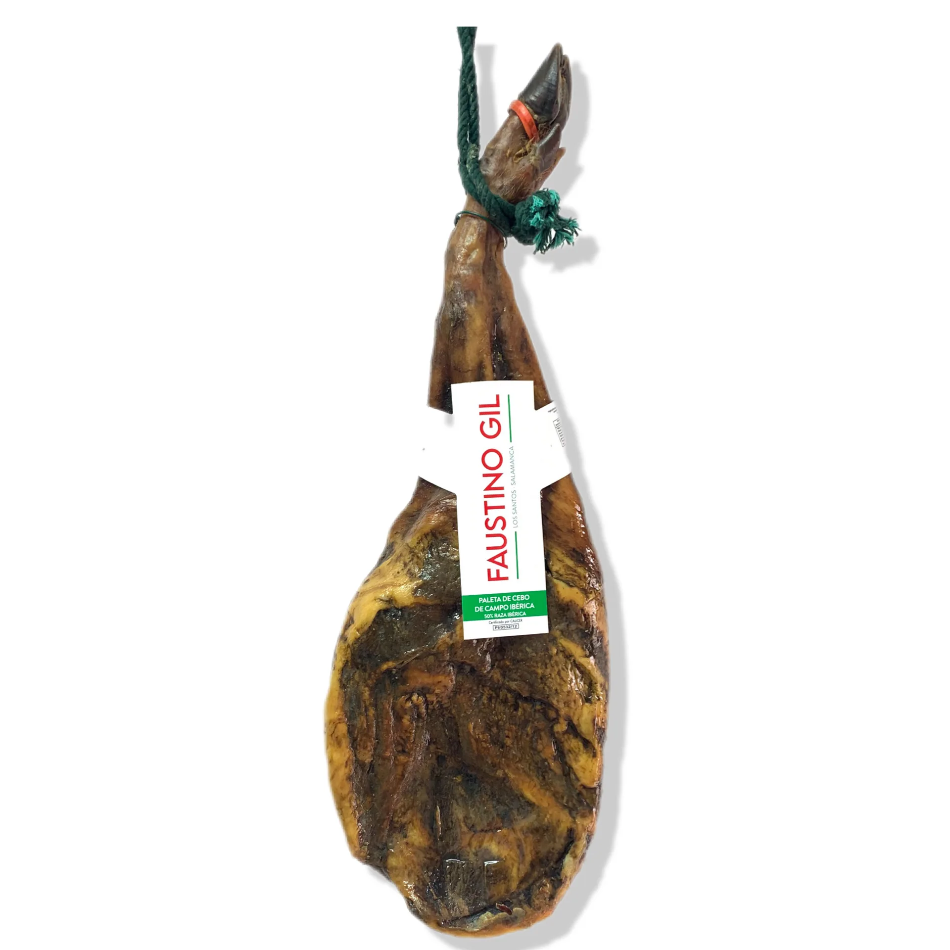 Paleta Ibérico Cebo Campo 50% Raza Ibérica - Peso 5.0Kg - 5.5Kg - Elaboración tradicional - Ibéricos Faustino Gil -