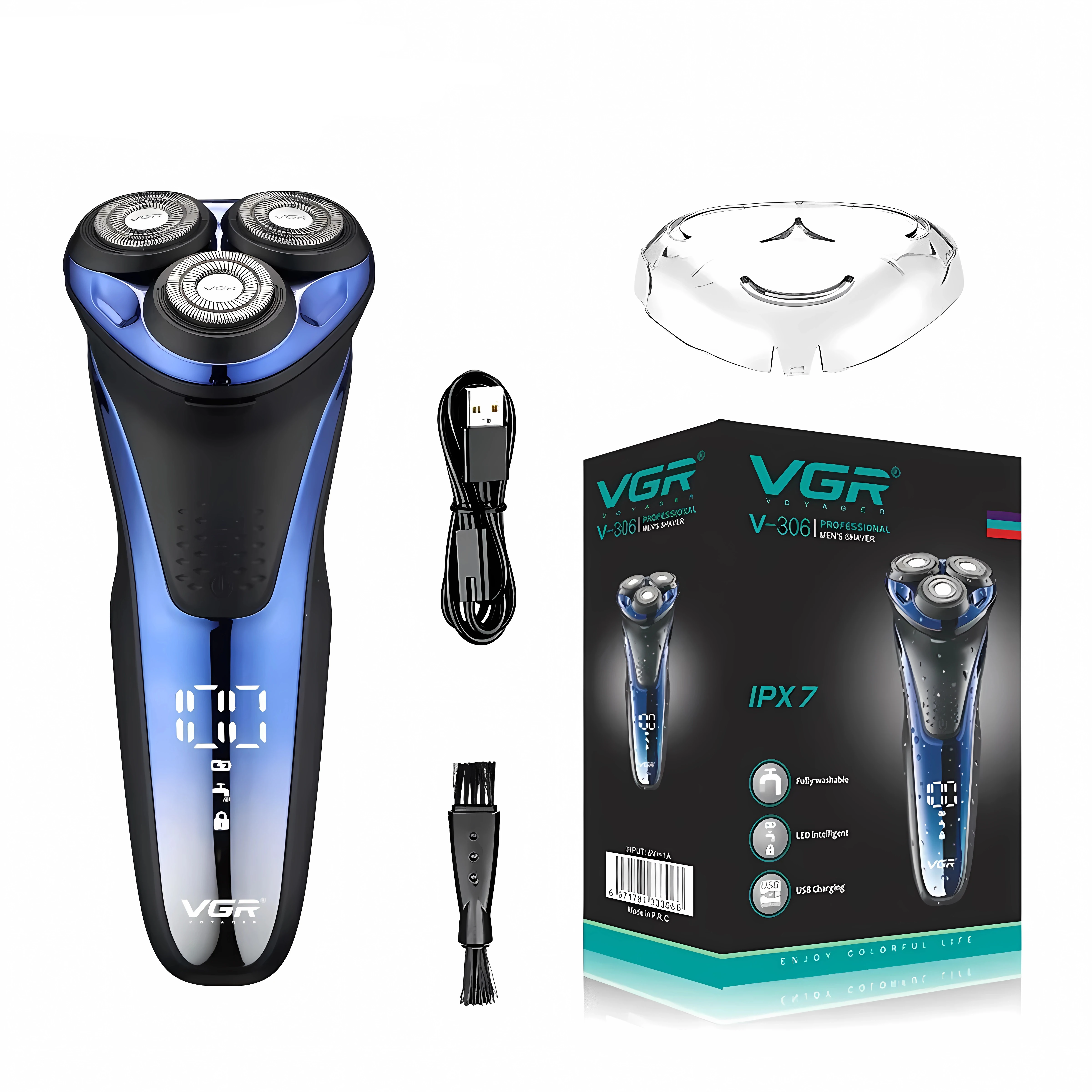 Euroxanty-v-306 electric shaver USB charging rechargeable Triple blade floating head shaver for bald men rotary head shaver 3D for men electric beard Shaver