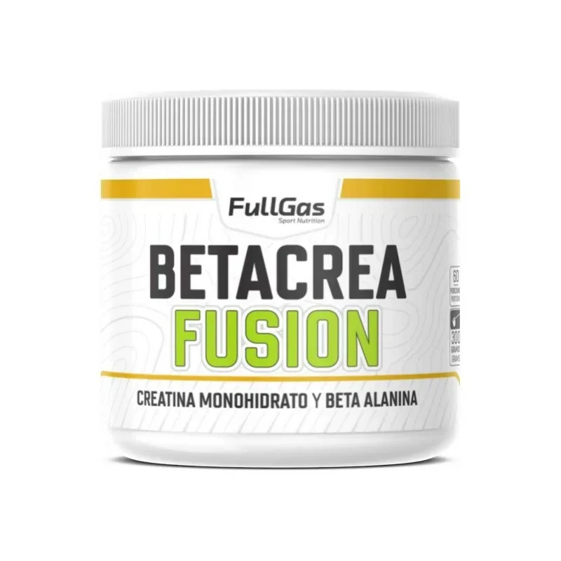 FULLGAS - BETACREA 300g -Beta Crea es una combinación de Beta Alanina con Creatina , que sinergia la acción ergogénica de la creatina potenciando su efecto.